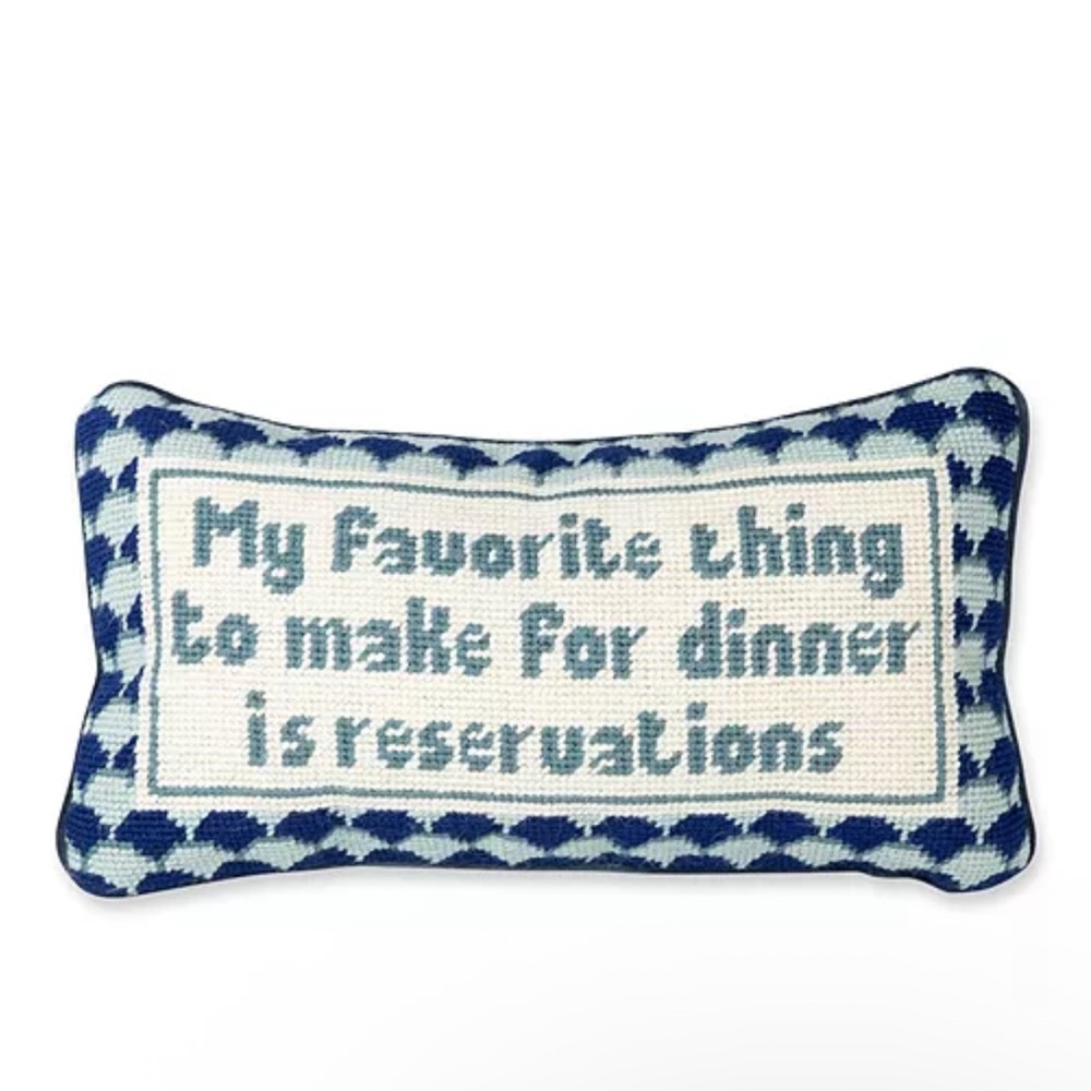 Reservations Needlepoint Decorative Pillow